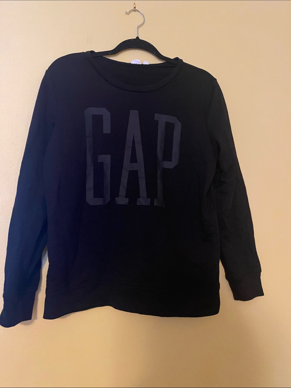 GAP Factory Black Tonal Logo Crew Sweatshirt